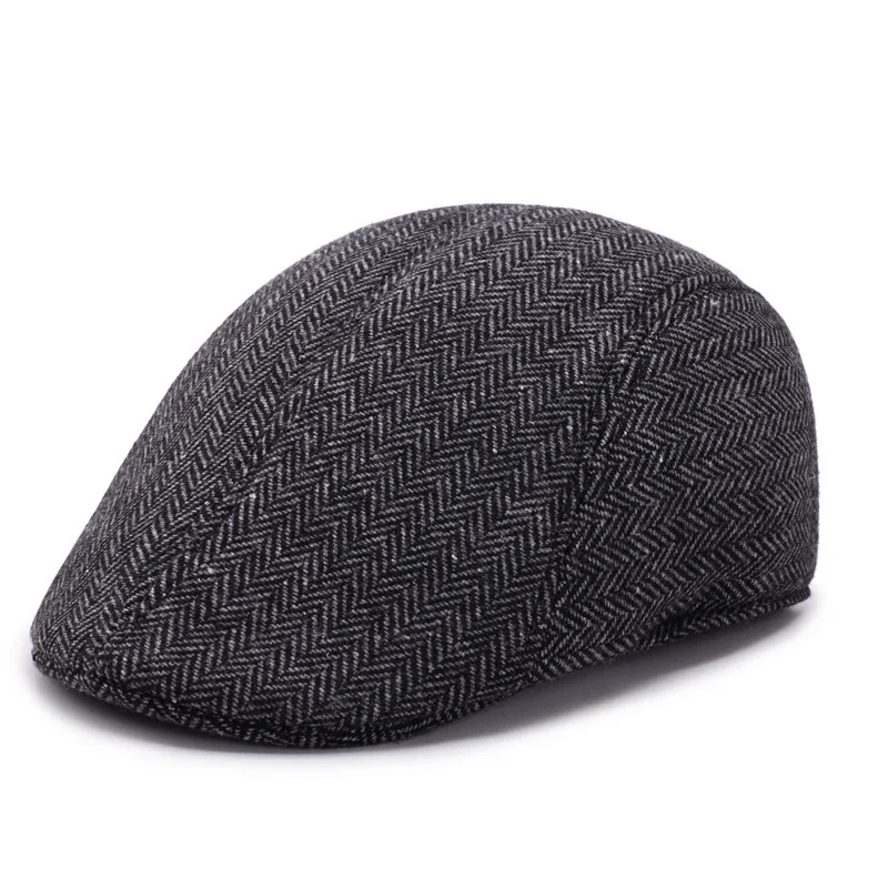 Autumn and checkered duck hat brushed fabric warm beret classic winter cap_voghion.com