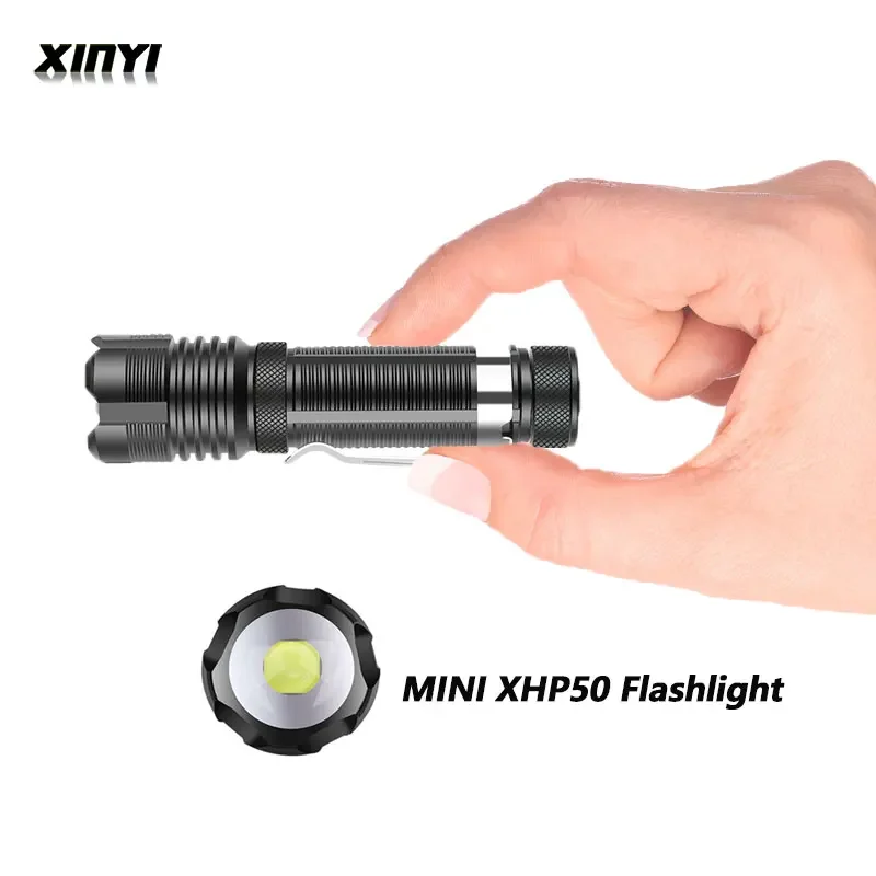 

MINI Portable XHP50 LED Flashlight Zoomable 5 Lighting Modes Waterproof Torch Suitable for adventure camping for 14500 Battery