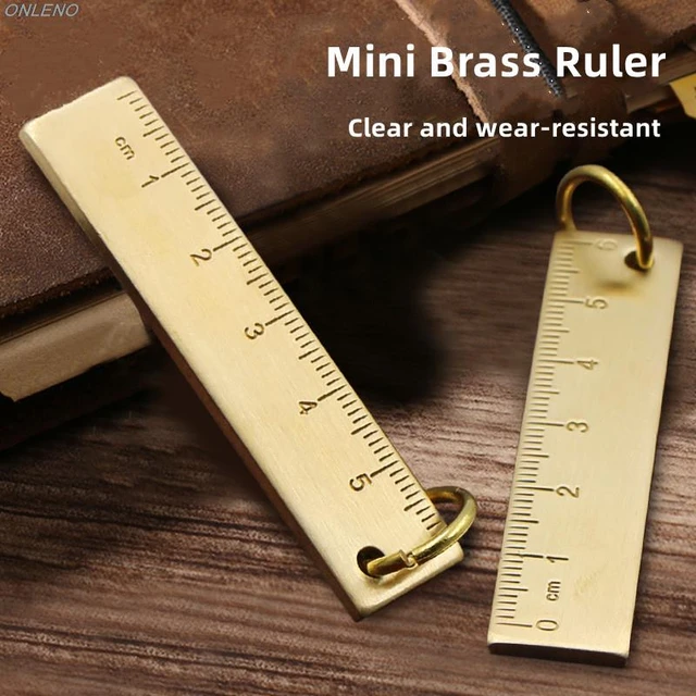 Mini Copper Ruler Key Pendant 6 cm Small Metal Ruler Painting