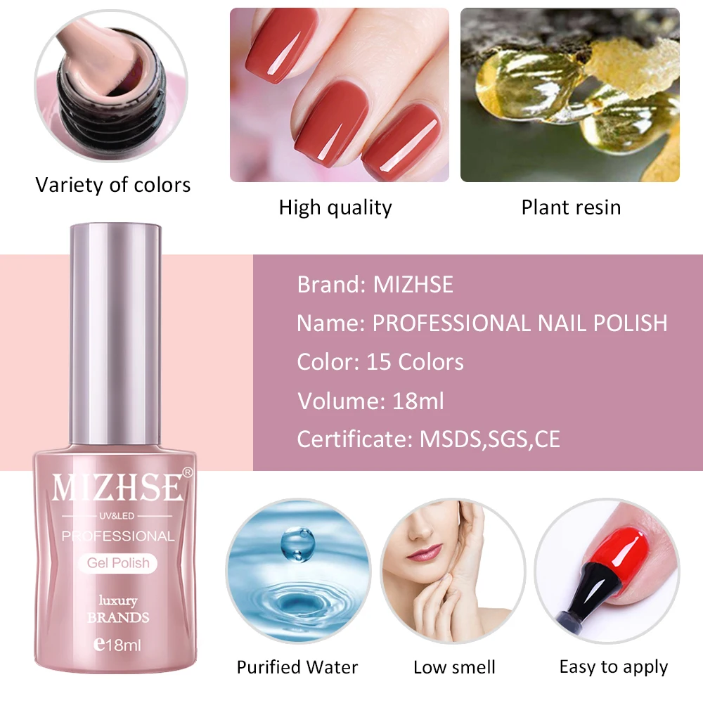MIZHSE 18 Colors Glitter Gel Polish UV Gel Nail Polish Shining Varnish Hybrid Nail Gel Luxury Top Base Coat Nail design Manicure 5
