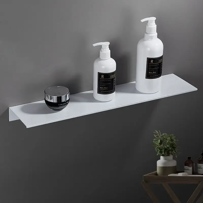 Matt Black ชั้นวางของห้องน้ํา Ledge อุปกรณ์อาบน้ํา 20-60 ซม.โมเดิร์นห้องครัว Bath Storage Rack ขายส่งโปรโมชั่น 1