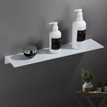 Matt Black ชั้นวางของห้องน้ํา Ledge อุปกรณ์อาบน้ํา 20-60 ซม.โมเดิร์นห้องครัว Bath Storage Rack ขายส่งโปรโมชั่น 1