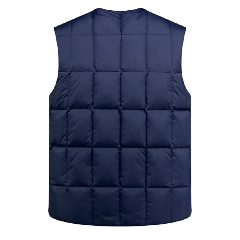 White Duck Down Jacket Vest Men Autumn Winter Warm Sleeveless V-neck Button Down Lightweight Waistcoat Fashion Casual Male Vest