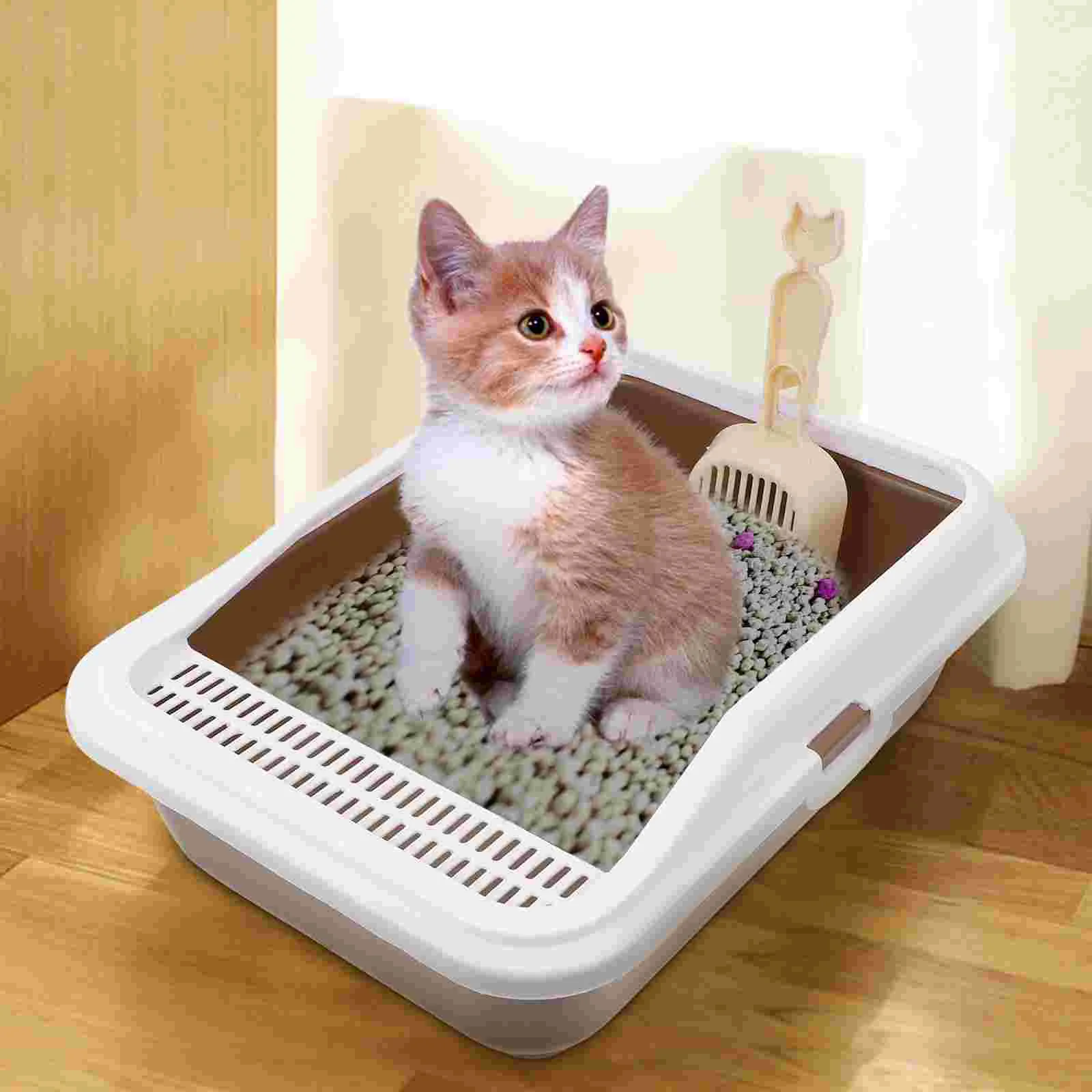 

Cat Litter Potty Pan Pet Case with Hood Kitten Toilet for Home Durable Bedpan