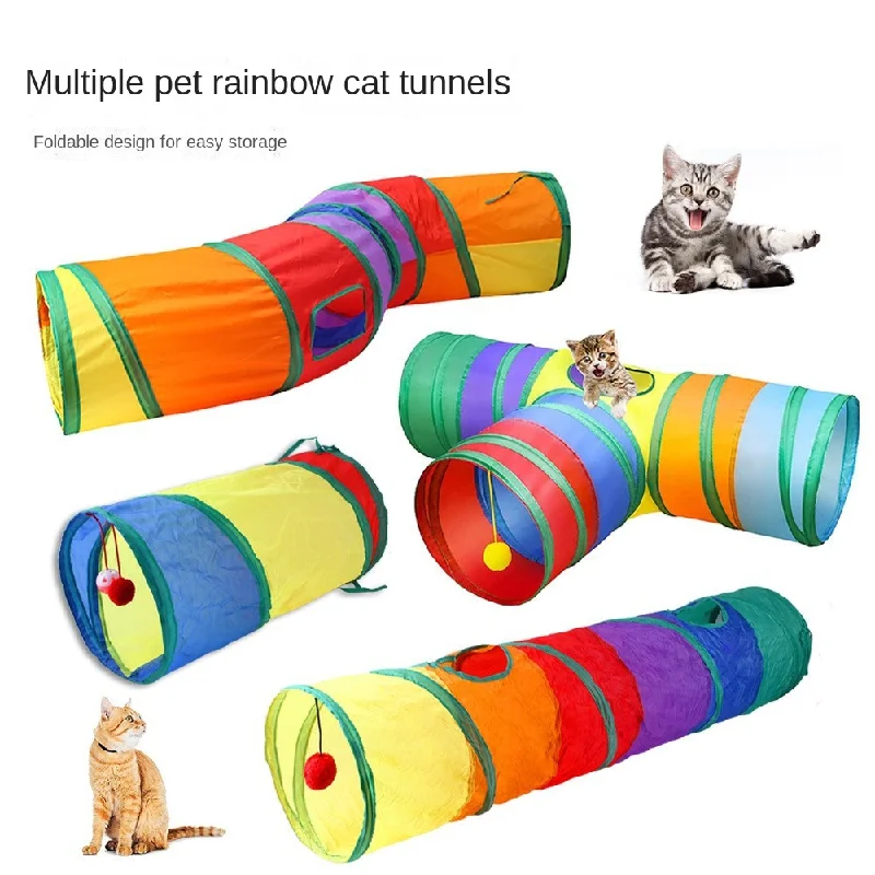 

Pets Tunnel Foldable Cat Rainbow Toys Kitty Training Interactive Fun Toy Bored For Puppy And Cats Kitten Rabbit Playing Tube