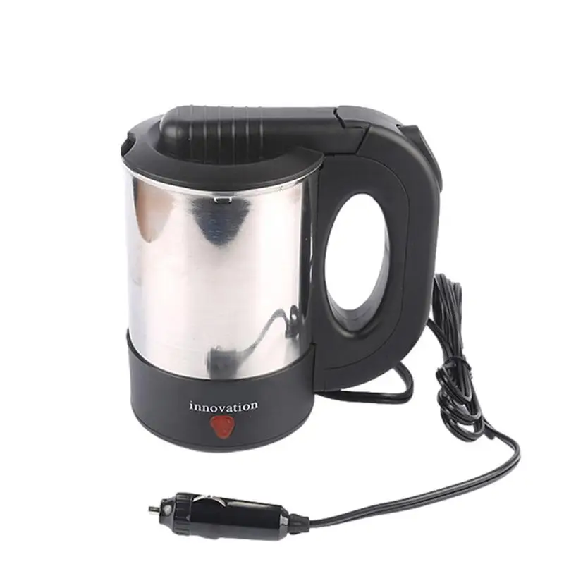 Bouilloire de voyage électrique en acier inoxydable pour voiture et camion, tasse à café automobile, Bomicrophone à eau rapide, bouilloire sans fil automatique, 500ml, 12V, 24V