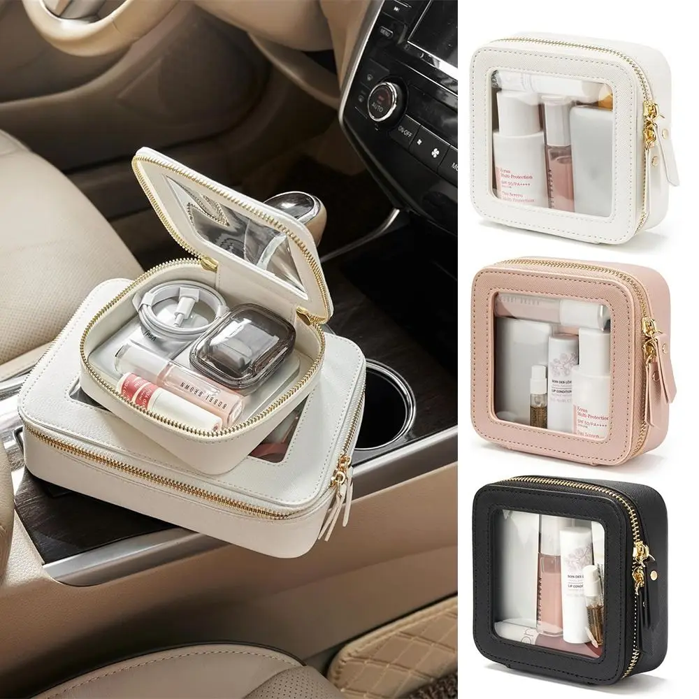 

with Zipper Makeup Bag Portable Transparent Square Cosmetic Bags Waterproof Toiletries Bag Women