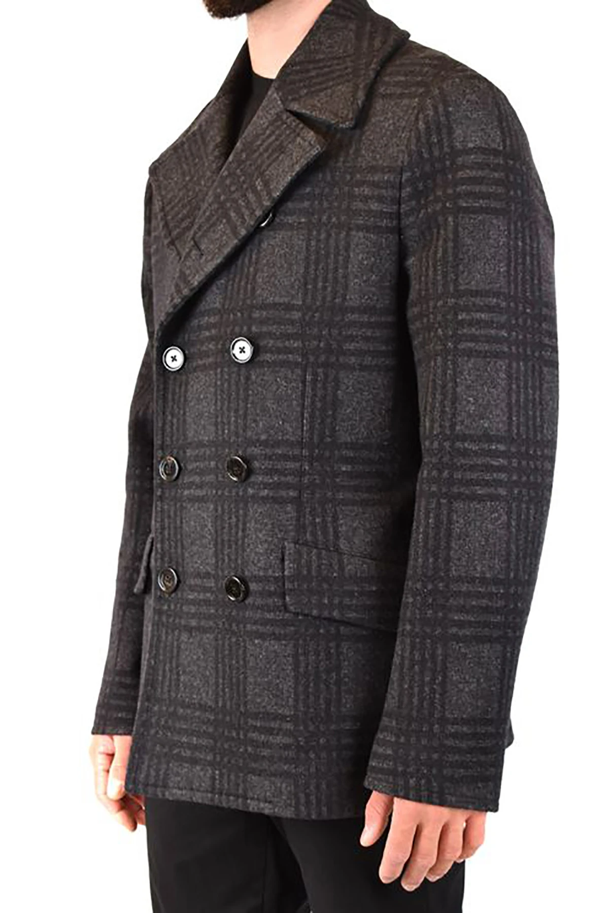 Black Plaid Woolen Men Suit Tailor-Made One Piece Men Blazer Black Overcoat Double Breasted Groom Business Causal Prom Tailored