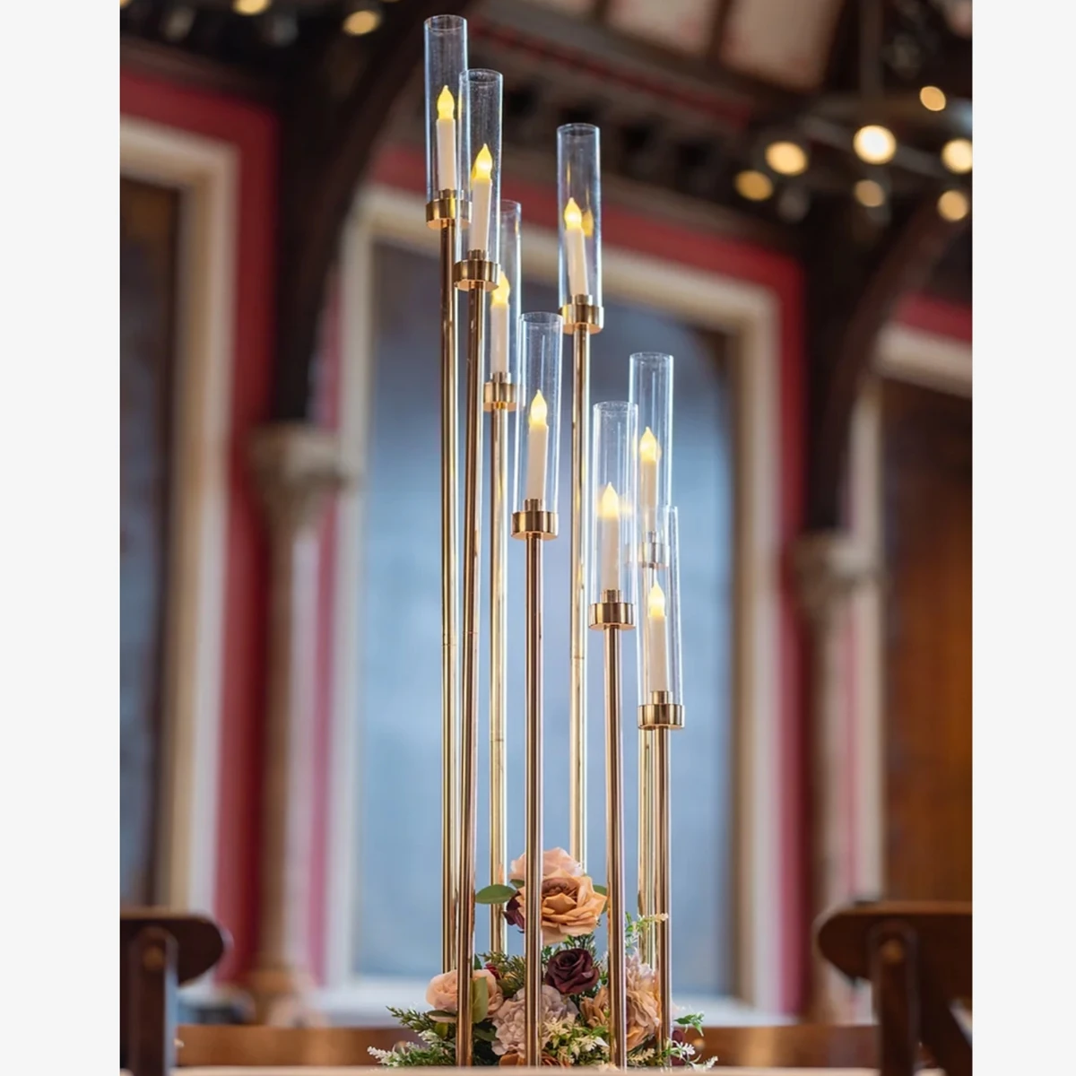 10pcs) European Wedding Table Gold Metal Candle Holder Tall Floor Candelabra Centerpiece 1845