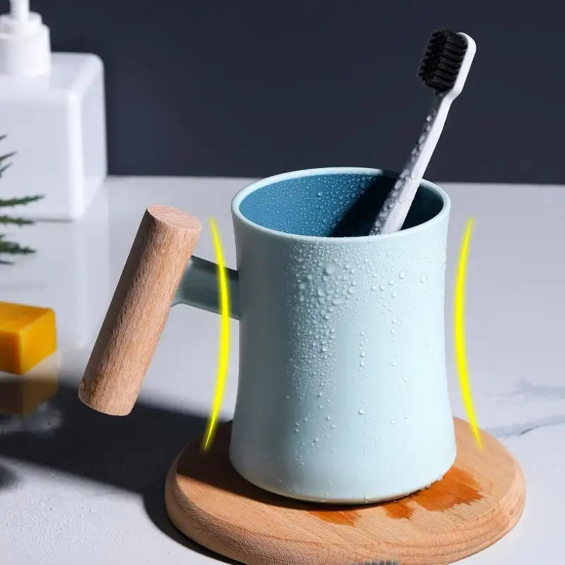 Creative Wooden Handle Toothbrush Cup For Bathroom Storage_voghion.com