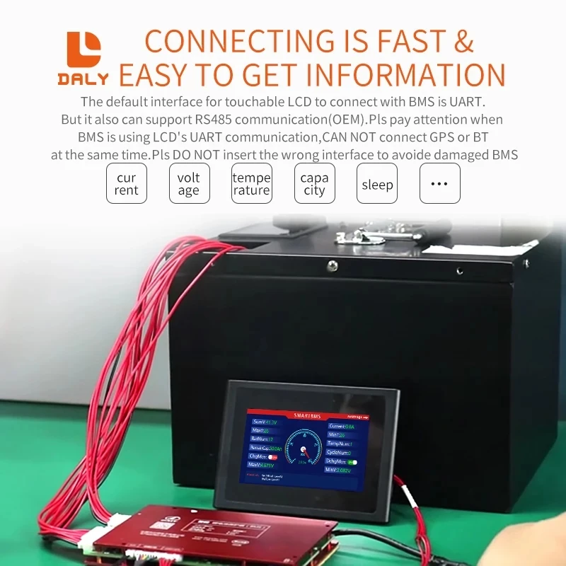 3S48S 스마트 BMS용 DALY 4.3인치 터치스크린 터치 가능 LCD 디스플레이
