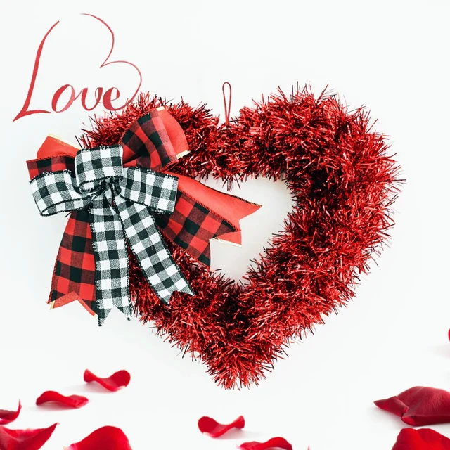 Valentines Day Heart Wreath for Front Door,Wreaths Decor for Birthday Party Home Wedding Christmas Decorations Ball Ornaments 3