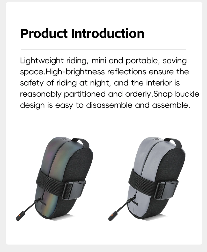 WEST BIKING Reflektierende Fahrradsatteltasche 0,4L Mini Tragbare Fahrrad-Hecktasche Leichte Werkzeugtasche MTB Rennrad Zubehör – Detail 2