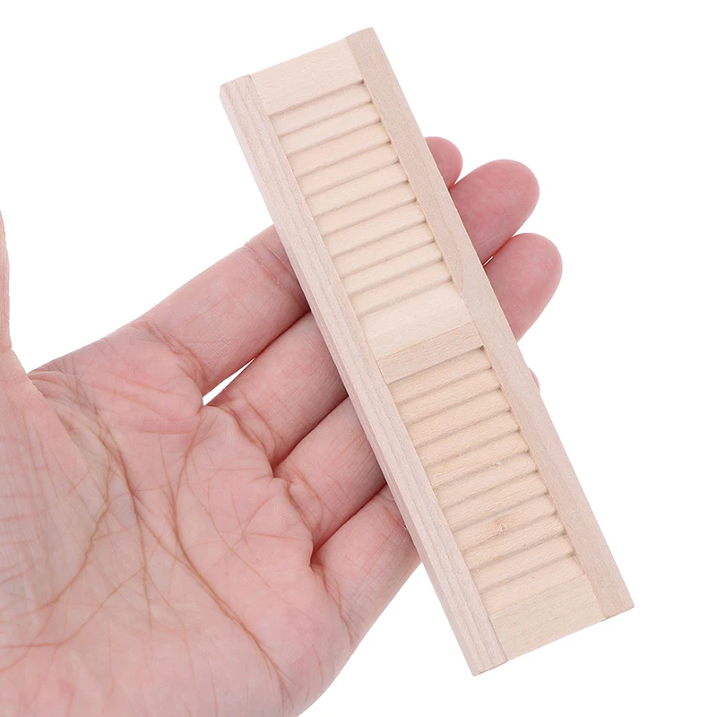 Miniature Doll house Wooden Shutters DIY Window Curtain Furniture Toy Accessories Pretend Play Toy Gift 2