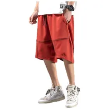 

2022 Summer New Men's Solid Color Plus Size Running Sweatpants Hip Hop Shorts Wide Leg Oversized Casual Streetwear M-5XL
