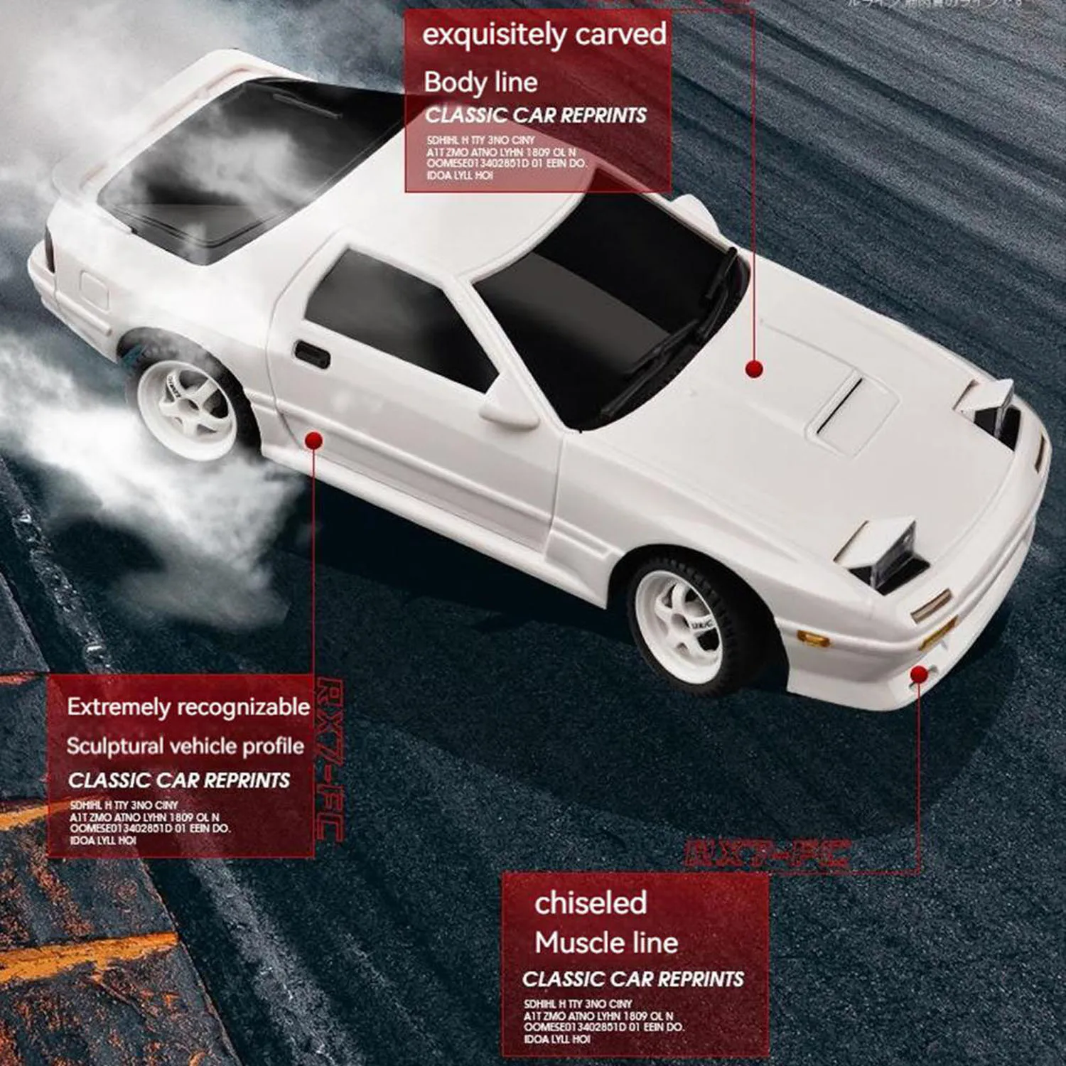 RC Mini Toy Gift 1/18 Scale RTR Drifting High Speed Car RX7 RWD LDRC LD1802 Radio Control Racing Vehicles with Gyroscope Lights 3
