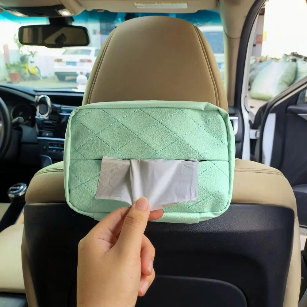 

Car Tissue Holder Armrest Box Headrest Mount Elastic Band Waterproof Faux Leather Universal Auto Napkin Case Bag Car Supplies