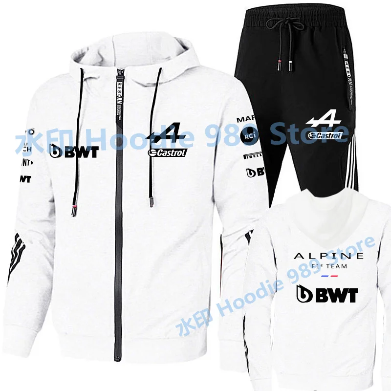 2022Spring Formula One Racer Alonso F1 Alpine team Racing Fans zipper hoodies tracksuit men's sets clothes+trousers Sweatshirt mens sweatsuits sets Men's Sets