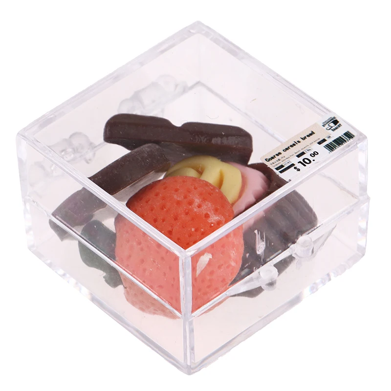 

1:12 Miniature Dollhouse Transparent Plastic Storage Box Cake Desserts Food Candy Box Doll Jewelry Box DIY Decor Accessories