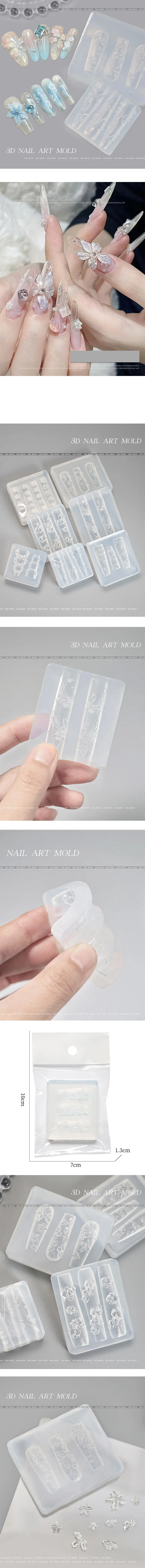 Description Picture 2 of item1Pc Heart Skirt Lace 3D Mold Silicone Nail Art Decorations DIY Design Templates Mold for Nails Jewelry Crafts Nails Mold