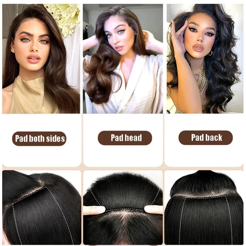 Synthetic Hair Pads 12Inch  Clip In Hair Extensions Natural Invisible Hair Piece Thinning Hair Adding Hair Cushion