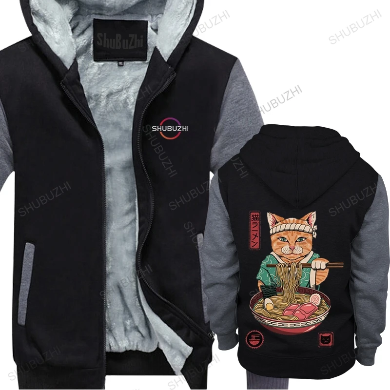 

Funny Japanese Neko Ramen winter hoody Men Graphic sweatshirt Top Feline Cat fleece pullover Pure Cotton hoodie Merch Gift