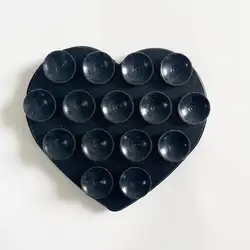 Heart Suction Cup Phone Stand - Sticky Silicone Grip Holder (Black)