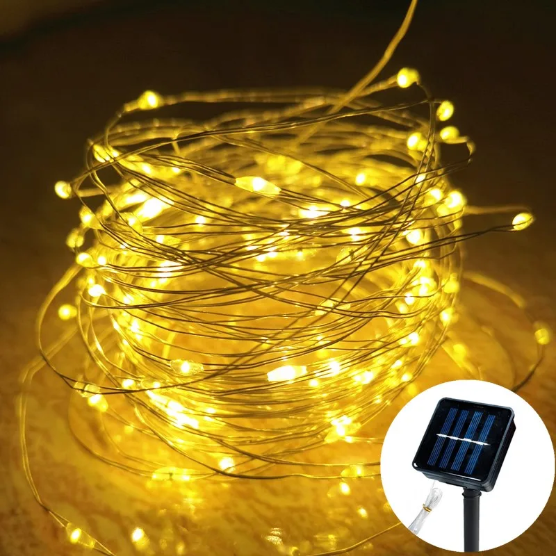 Solar-Powered Waterproof LED Fairy String Lights for Outdoor Holiday and Party Decor