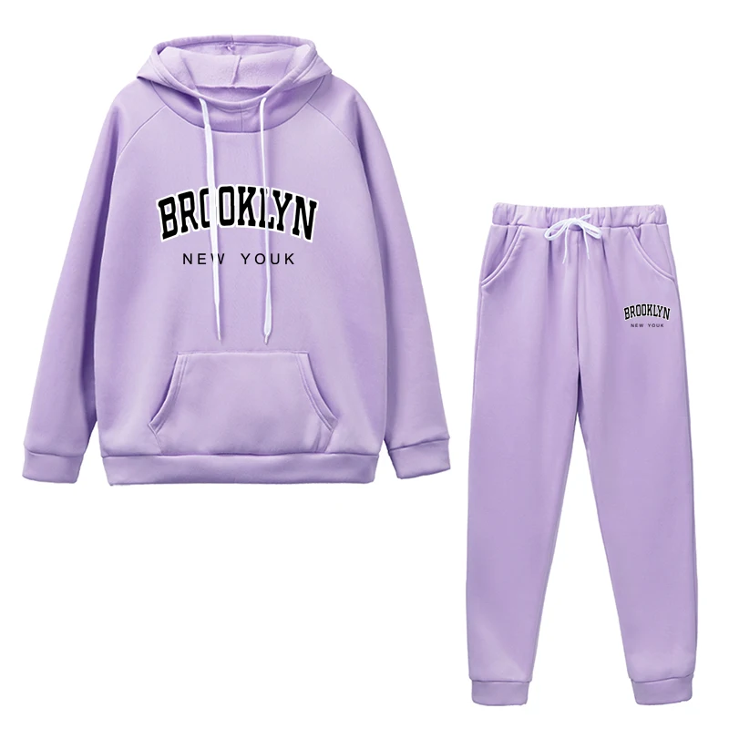 Womens Tracksuit Suit Brooklyn Printing Hooded Sweatshirts