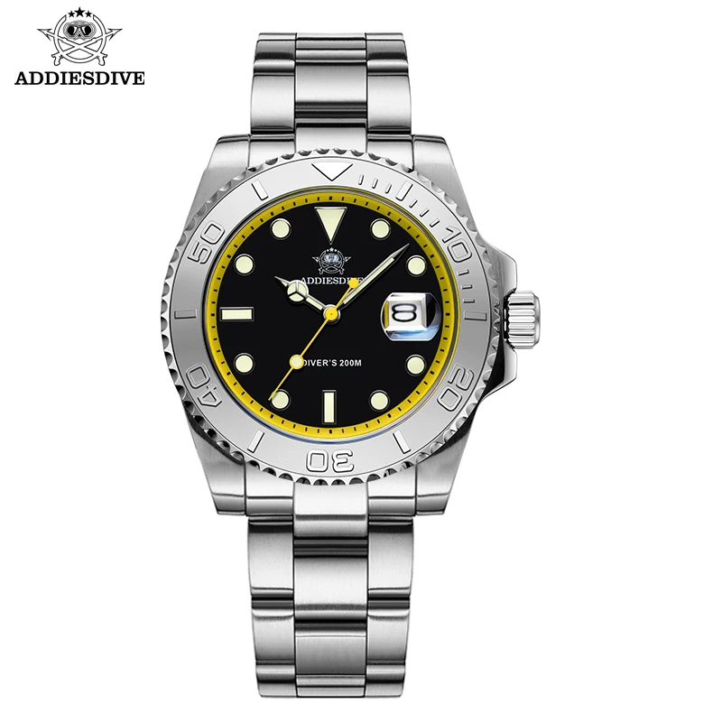 ADDIESDIVE Watch For Men New Arrival TPU Watch Band 316L Stainless Steel 200m Waterproof Reloj Hombre Luminous Quartz Watch