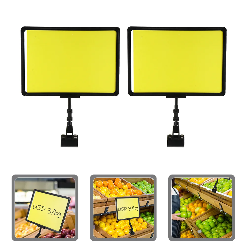 

2pcs Erasable Price Tags Supermarket Clip-on Price Tag Advertising Price Board