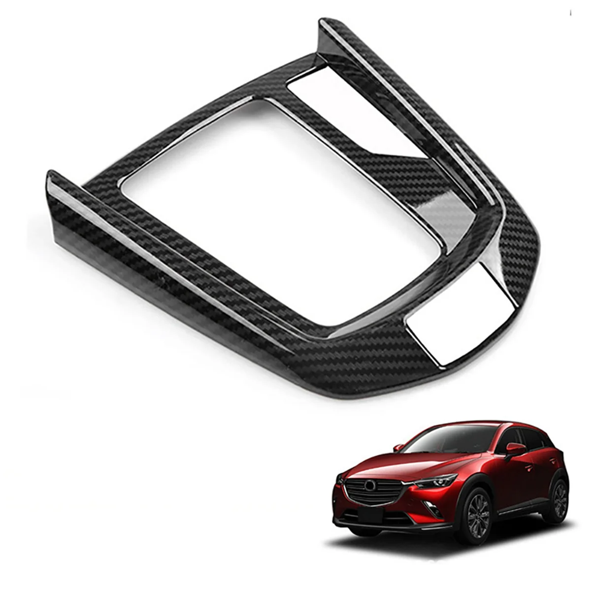 2X 탄소 섬유 ABS 자동차 중앙 기어 시프트 노브 패널 프레임 커버 트림, 마쓰다 2 20-21 CX-3 15-21 RHD용 자동차 스타일링