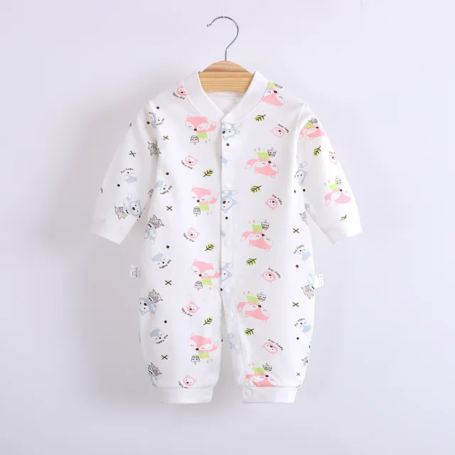 Cotton Baby Jumpsuit Baby Long Sleeve Toddler Romper Clothes Newborn Cute Romper Baby Home Clothes Baby Girl Winter Clothes D
