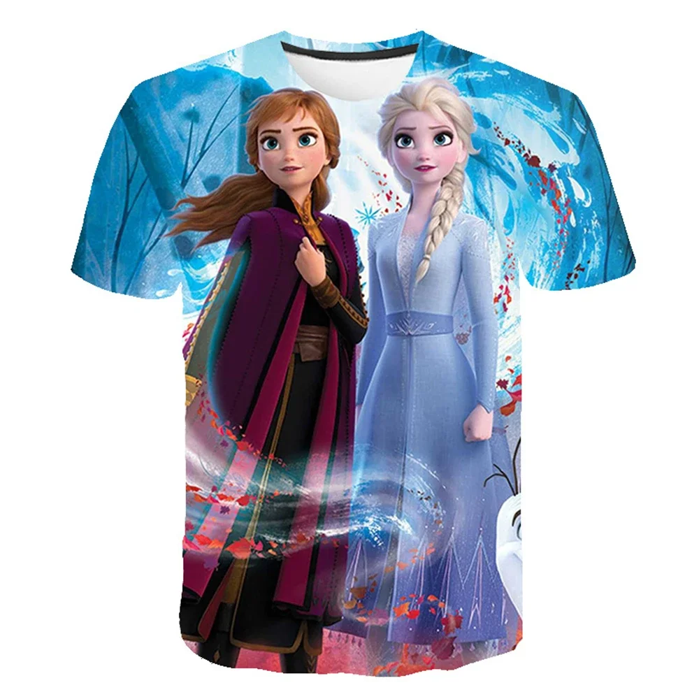 

Summer Children 3D Cartoon T-shirt for Girls Animal Printing Anna Elsa Kid T Shirt Girls Tops Tees Cartoon Kids Clothes