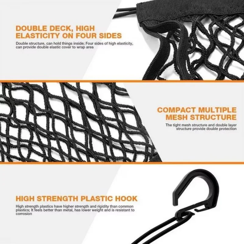 Motorcycle Cargo Net for Helmet Storage 10"X11" with Hooks