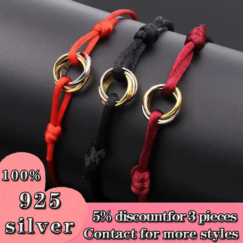 

Роскошный классический женский браслет из стерлингового серебра 925 пробы, браслет Троицы, роскошные ювелирные изделия для пар