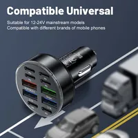 Chargeur de téléphone de voiture à charge rapide, adaptateur de type C, iPhone, Samsung, Huawei, Xiaomi, PD, QC 3.0, 250W, 10 ports 6