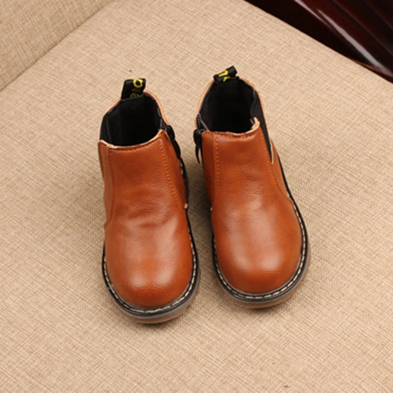 Autumn Winter All-match Short Boots Soft Sole Waterproof Children's Leather Ankle Boots Girl Boy