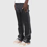 Color Block Jeans Men Stretch Print Straight Denim Pants 2024 Autumn Winter Fashion Harajuku Denim Trousers High Quality Jeans 1