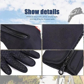 Winter Gloves For Men Waterproof Windproof Cold Gloves Snowboard Motorcycle Riding Driving Warm Touchscreen Zipper Glove 3