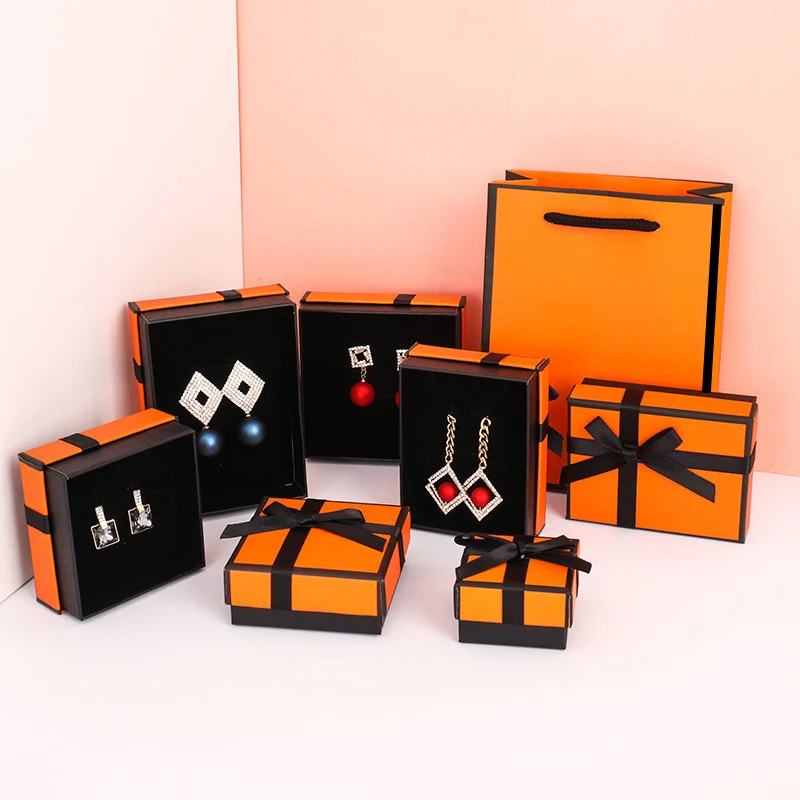 Jewelry Box Holder Earrings Necklace Bracelet Container Gift Box Orange  White Jewelry Box Delicate Bow Tie Jewelry Packaging - AliExpress