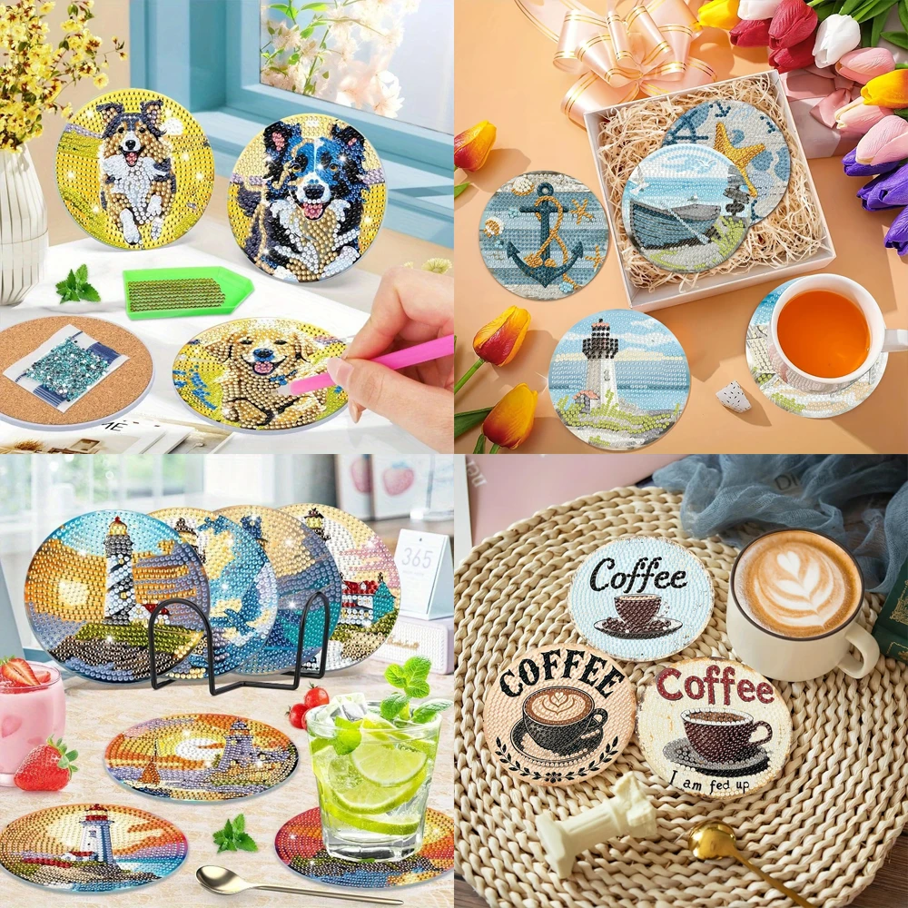8PCS DIY Diamond Art Coaster Set 2