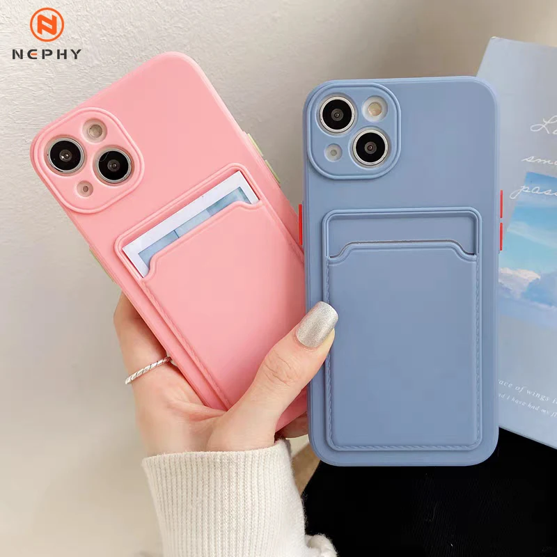 Card Holder Shockproof Silicone Back Cover Wallet Case - Unisex Design