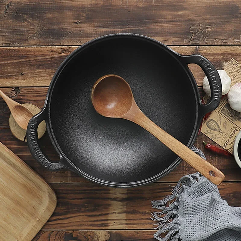 Cast Iron Pot Uncoated And Non Stick wok Casserole kitchen cooking pot cast iron skillet Cookware wok pan fry pan frying pan,casserole pot