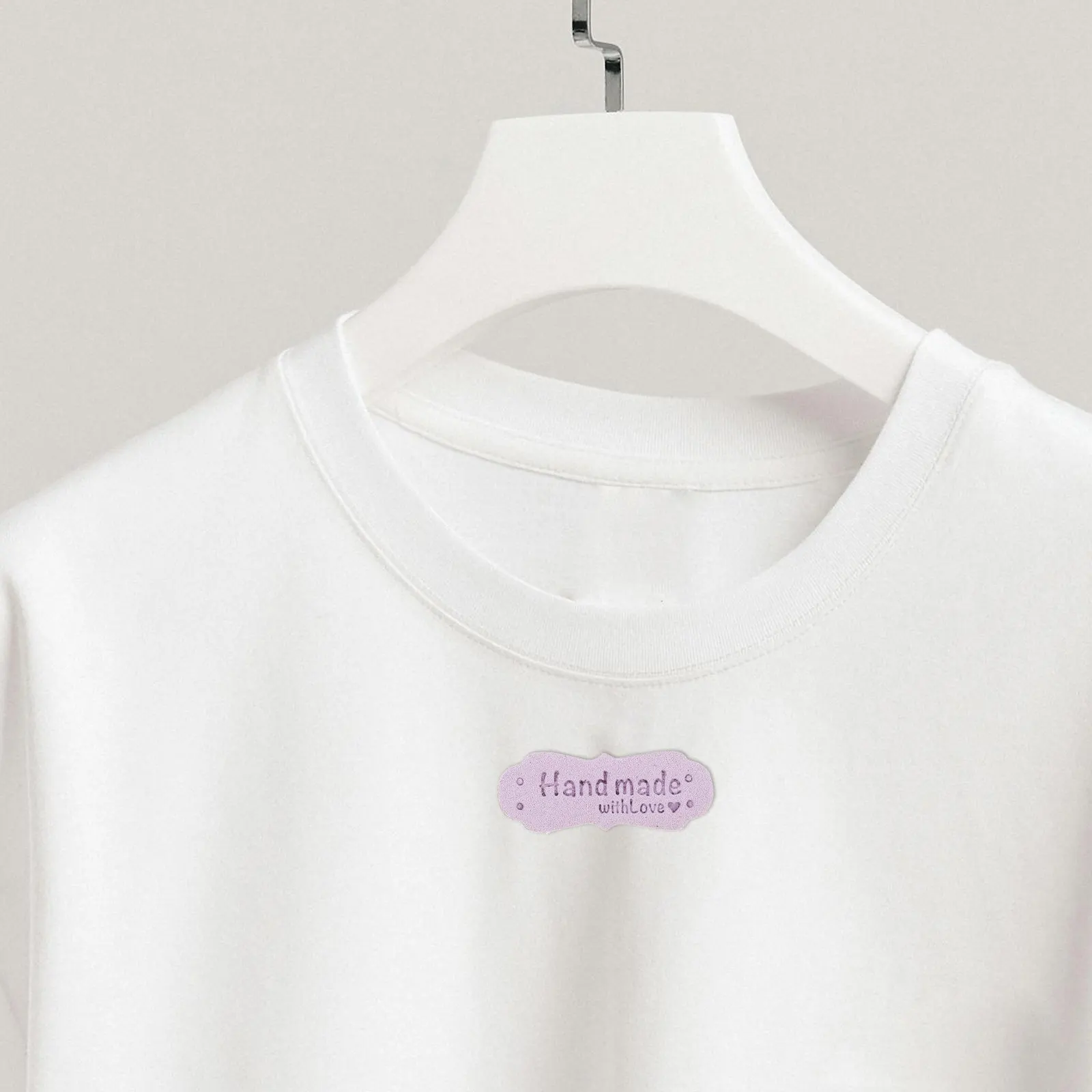60Pcs 로맨틱 플라워 에지 수제 태그 의류용 PU 라벨 바느질 크로셰 뜨개질 비니 퀼트 DIY 수제품