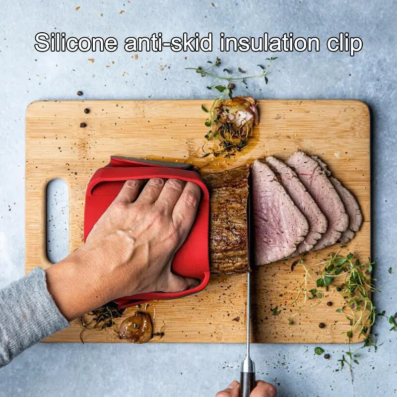 Vegetable Cutter 1PC multi-functional silicone anti-scald non-slip vegetable cutting aid silicone anti-slip heat insulation clip cooking baking