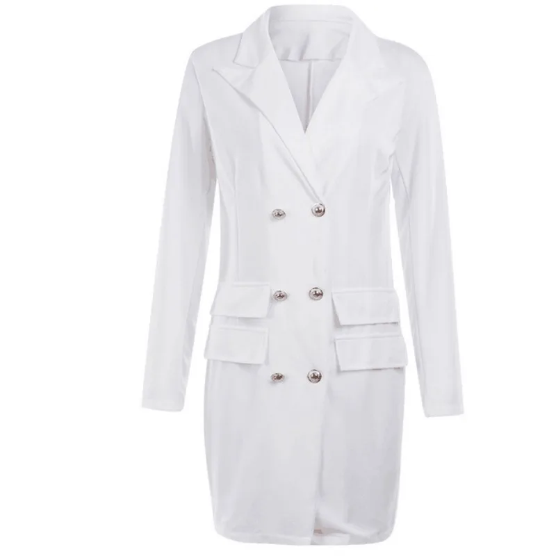 2023 New Spring  Autumn Explosive Long-sleeved Mid-long Splicing Thin Pure Color Suit Jacket Fashion Casual Slim-fit Women Wear