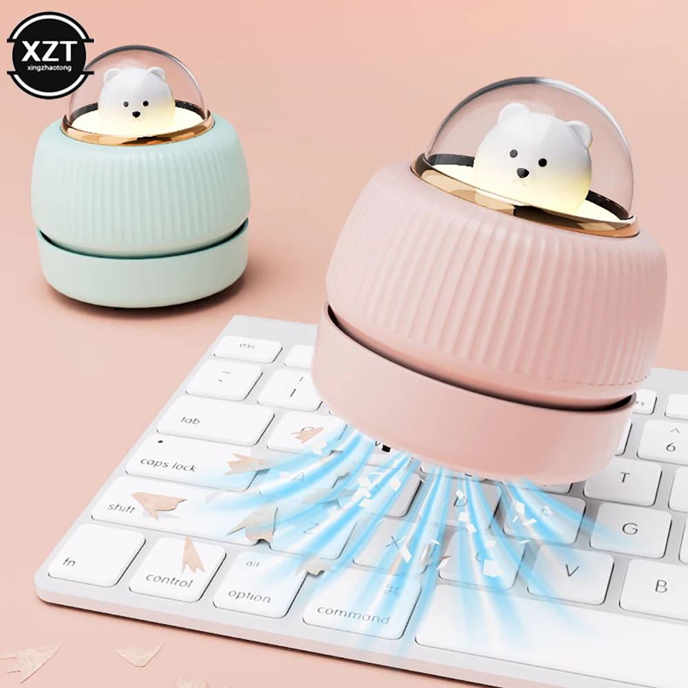 Urso dos Desenhos Animados Aspirador de Desktop sem Fio Sweeper Desktop Portátil Limpador Portátil de Borracha Ferramentas de Aprendizagem do Escritório