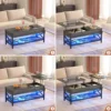 Coffee Table,Lift Top Coffee Table with Storage,LED Light&Power Outlet and Hidden Compartment,Retro Center Table for Living Room 6
