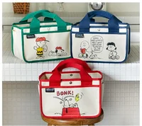 Snoopy Canvas Multifunction Handbag Boys and Girls Cartoon Cute Tote Bag Desktop Organizer storage Bag shopping bag 2